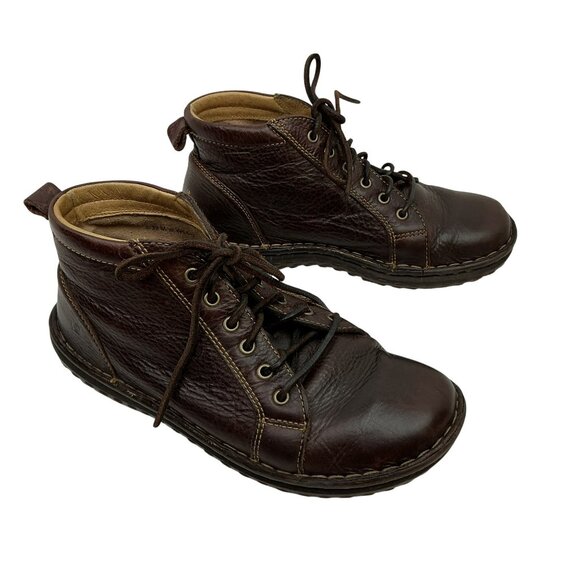 Born Pebbled Leather Lace Ankle Boots Womens 8 Stitched Detailing - Picture 7 of 12